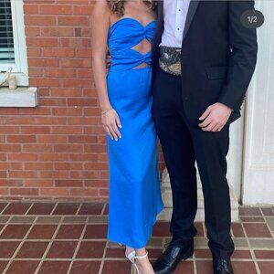 Midi Blue Satin Dress